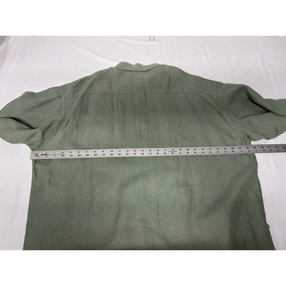 Banana Republic 100% Irish Linen Green Shirt Long Sleeve Button Pocket Men's XL